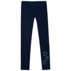 Girls 4-6x French Toast Rhinestone Heart Leggings, Girl's, Size: 5, Blue (navy)