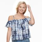 Juniors' Love, Fire Challis Cold-shoulder Top, Teens, Size: Large, Blue