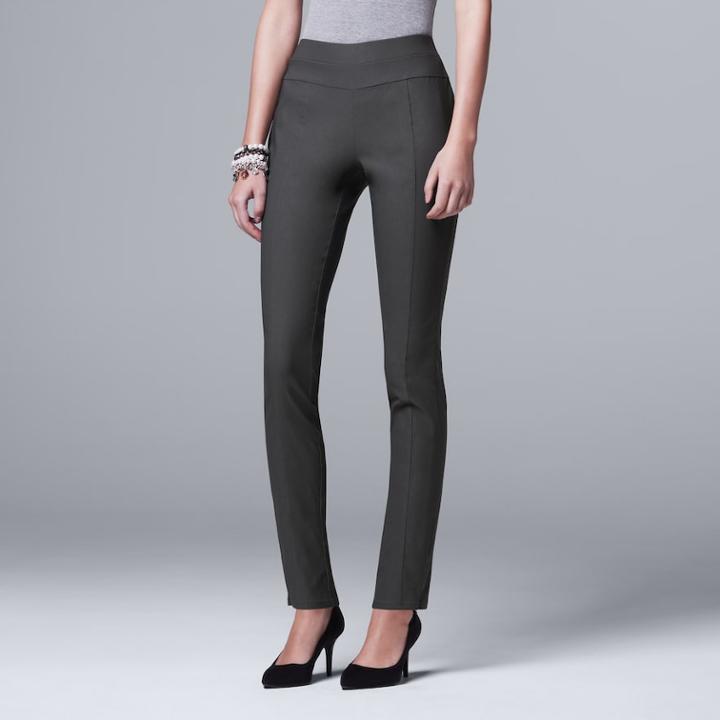 Petite Simply Vera Vera Wang Modern Fit Skinny Pants, Women's, Size: Xl Petite, Grey (charcoal)