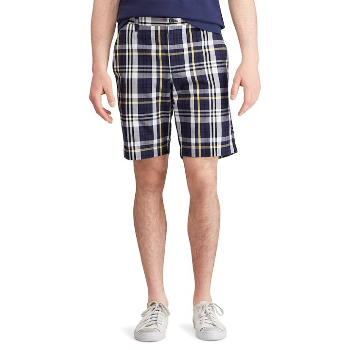 Men's Chaps Straight-fit Stretch Poplin Flat-front Shorts, Size: 32, Blue (navy)