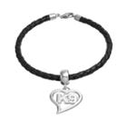 Insignia Collection Sterling Silver & Leather K9 Heart Charm Bracelet, Women's, Size: 7.5, Multicolor
