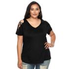 Plus Size Jennifer Lopez Lace-up Cold-shoulder Tee, Women's, Size: 2xl, Oxford