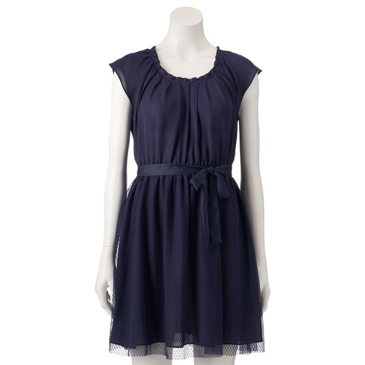 Women's Lc Lauren Conrad Mesh Pleat Neck Dress, Size: Xl, Dark Blue