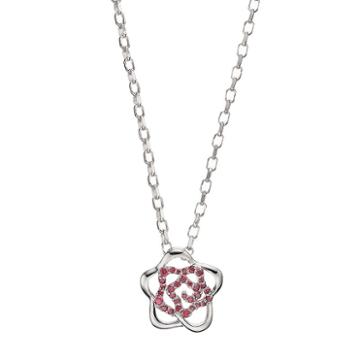 Lotopia Red Cubic Zirconia Sterling Silver Flower Pendant Necklace, Women's, Size: 18