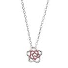 Lotopia Red Cubic Zirconia Sterling Silver Flower Pendant Necklace, Women's, Size: 18