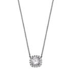 Primrose Sterling Silver Cubic Zirconia Halo Pendant Necklace, Women's, Size: 18, White