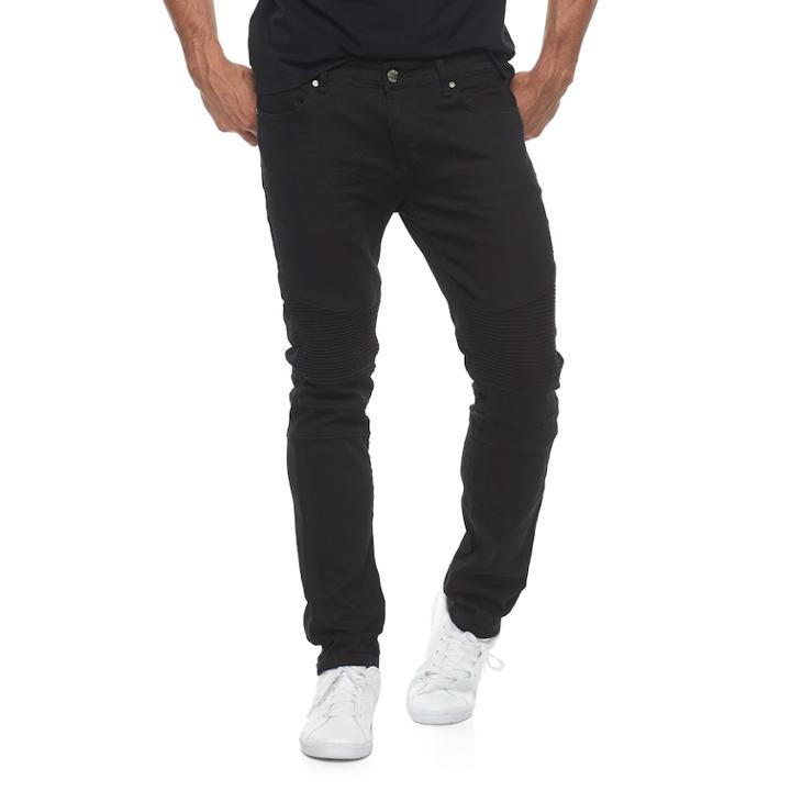 Men's Rawx Slim-fit Moto Faded Stretch Jeans, Size: 40, Black