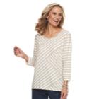 Women's Cathy Daniels Diagonal Stripe Top, Size: Medium, Beige
