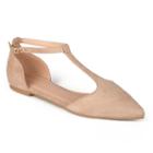 Journee Collection Vera Women's T-strap Flats, Girl's, Size: 10, Beige Oth