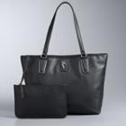 Simply Vera Vera Wang Signature Tote With Attached Pouch, Women's, Black