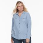 Plus Size Sonoma Goods For Life&trade; Utility Shirt, Women's, Size: 0x, Med Blue