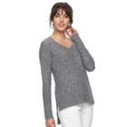 Women's Elle&trade; High-low Cable Knit Sweater, Size: Xs, Dark Grey