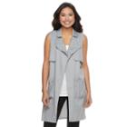 Juniors' Candie's&reg; Draped Long Vest, Girl's, Size: Medium, Med Grey