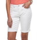 Women's Croft & Barrow&reg; Cuffed Bermuda Jean Shorts, Size: 16, White