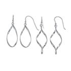 Pure 925 Sterling Silver Teardrop Twisted Earring Set, Women's, Grey