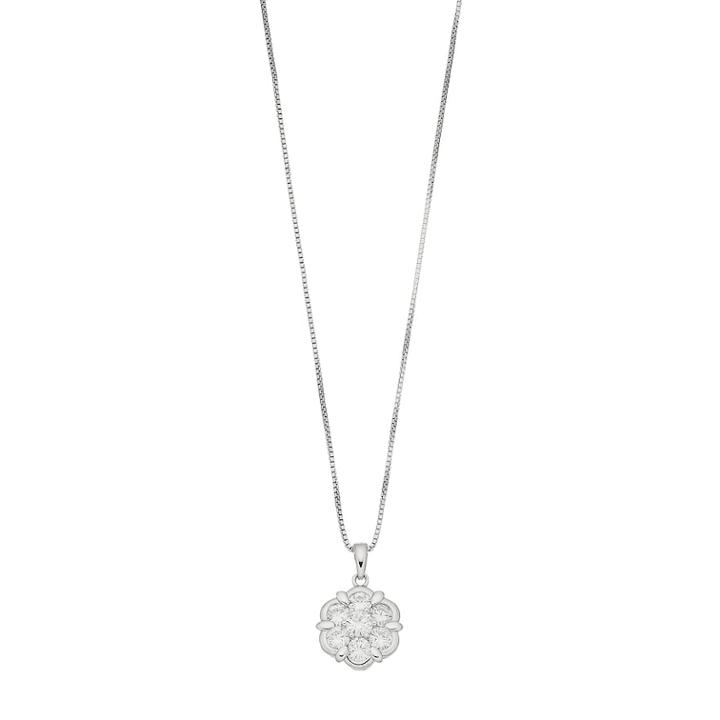 Forever Classic Sterling Silver 1 1/5 Carat T.w. Lab-created Moissanite Cluster Pendant, Women's, Size: 18, White