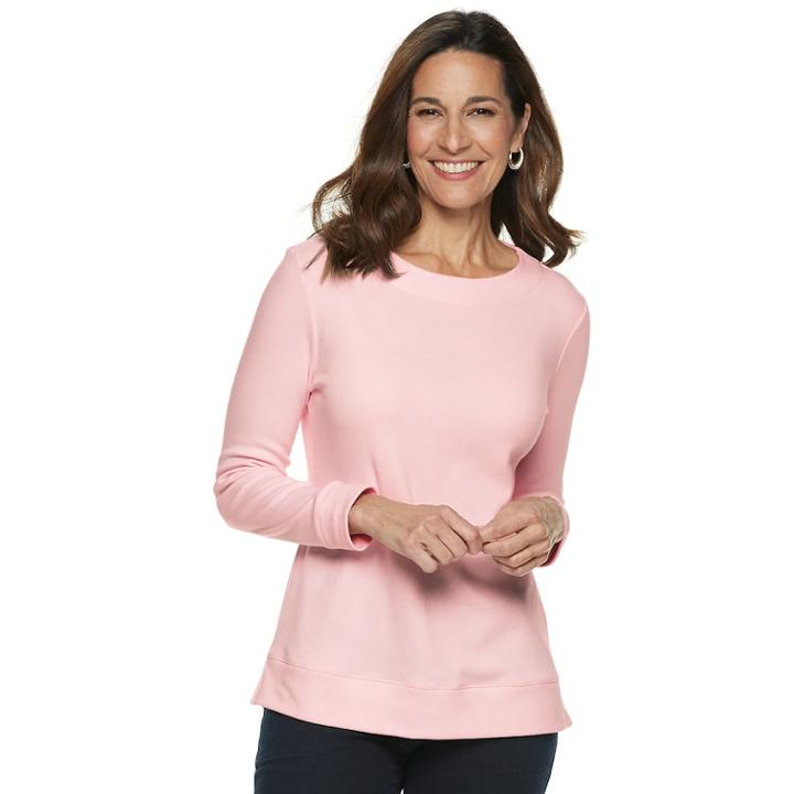 Women's Croft & Barrow&reg; Crewneck Sweatshirt, Size: Xs, Brt Pink