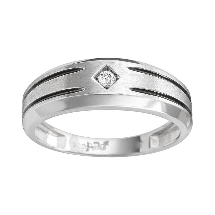 10k White Gold Diamond Accent Stripe Band - Men, Size: 10