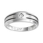 10k White Gold Diamond Accent Stripe Band - Men, Size: 10