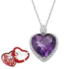 Lab-created Amethyst And Lab-created White Sapphire Sterling Silver Heart Halo Pendant Necklace And Chocolate Set, Women's, Purple