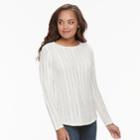 Petite Croft & Barrow&reg; Textured Luxe Sweater, Women's, Size: M Petite, White Oth
