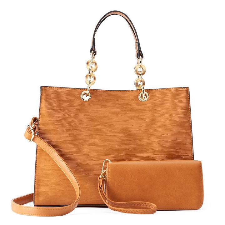 Deluxity Mila Satchel With Wallet, Women's, Lt Brown