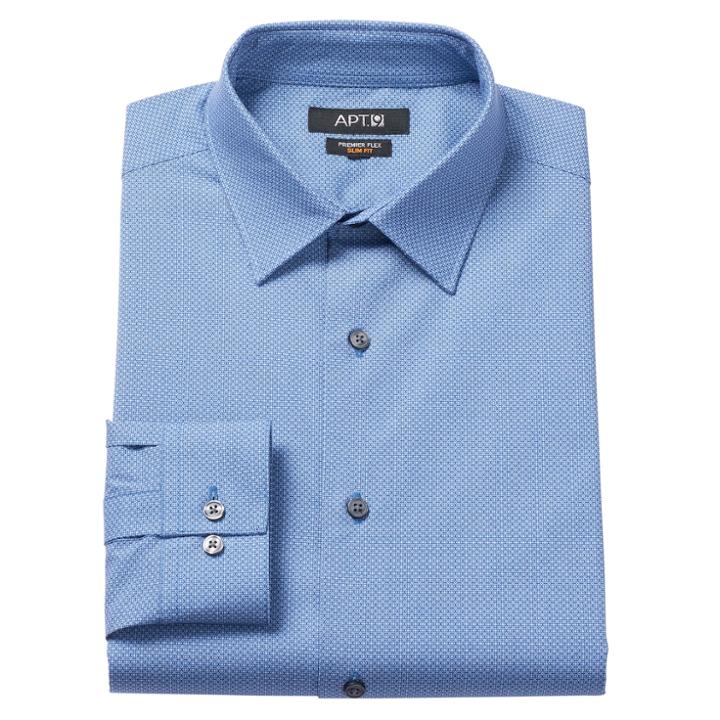 Men's Apt. 9&reg; Slim-fit Premier Flex Collar Stretch Dress Shirt, Size: 16.5-34/35, Light Blue