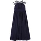 Girls Plus Size Speechless Jewel High Neck Cutout Sleeve Maxi Dress, Size: 20 1/2, Blue (navy)