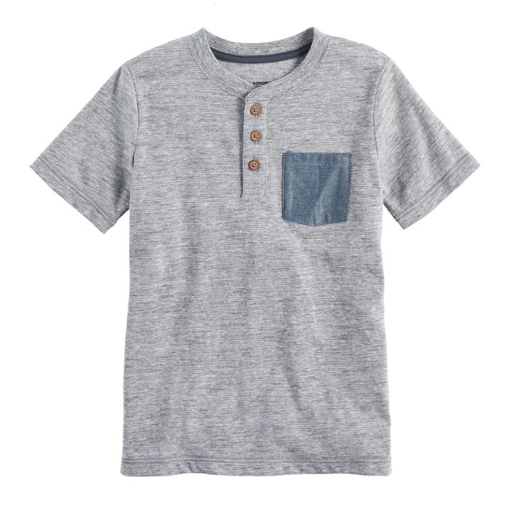 Boys 4-7x Sonoma Goods For Life&trade; Heathered Henley, Size: 4, Med Grey