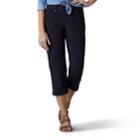 Women's Lee Nikki Cuffed Comfort Waist Poplin Capris, Size: 4 - Regular, Black