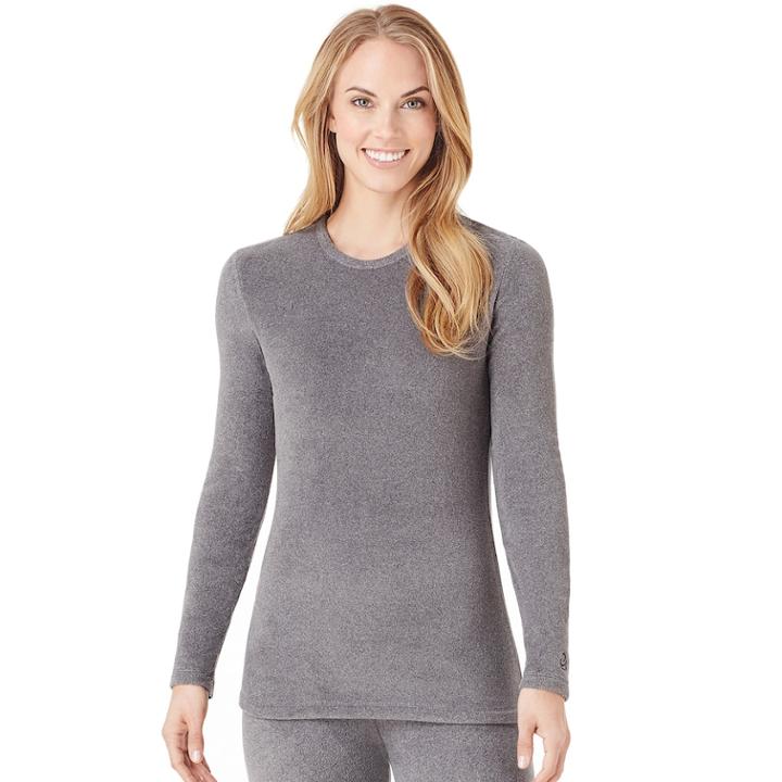 Plus Size Cuddl Duds Fleecewear Crewneck Top, Women's, Size: 2xl, Grey (charcoal)