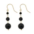 10k Gold Black Onyx Bead Linear Drop Earrings, Women's