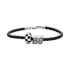 Insignia Collection Nascar Matt Kenseth Leather Bracelet And Sterling Silver 20 Bead Set, Women's, Size: 7.5, Black