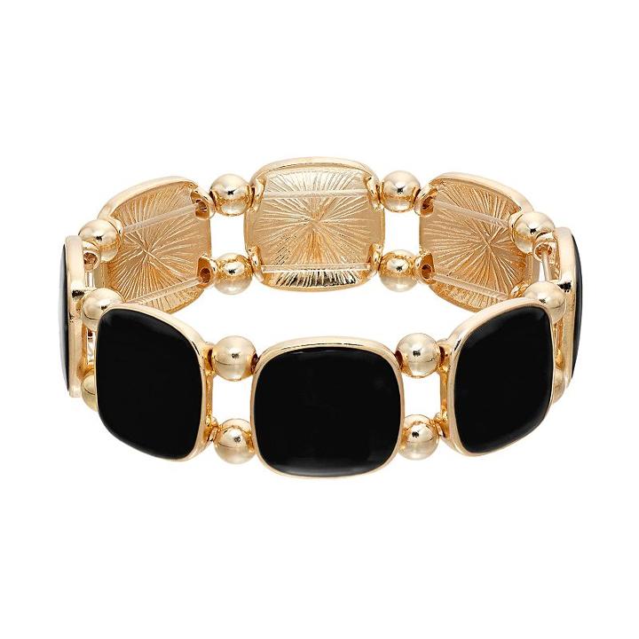 Square Stretch Bracelet, Women's, Black