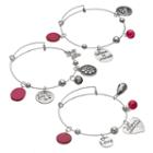 Daughter Charm Bangle Bracelet Set, Women's, Pink