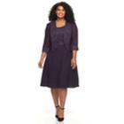 Plus Size Maya Brooke Floral Embellished Sheath Dress & Jacket Set, Women's, Size: 16 W, Purple Oth