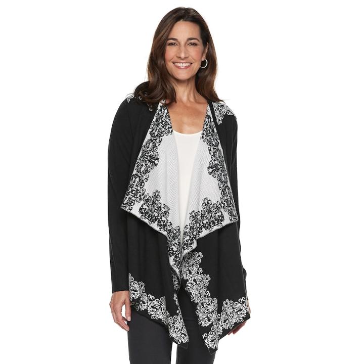 Women's Napa Valley Jacquard Draped Cardigan, Size: Small, Black