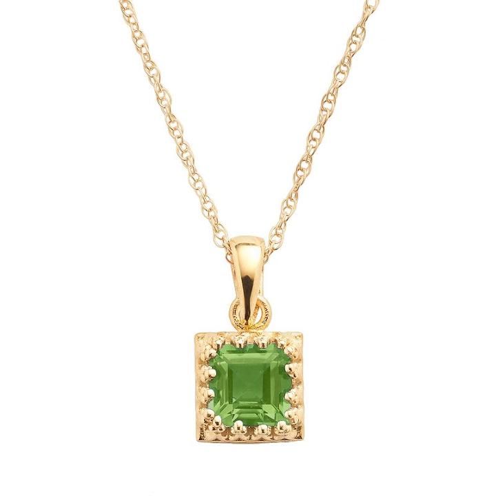 Tiara 14k Gold Over Silver Peridot Pendant, Women's, Size: 18, Green