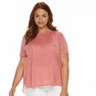 Plus Size Harve Benard Mixed-media Tee, Women's, Size: 1xl, Brt Pink