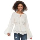 Juniors' American Rag Bell Sleeve Peasant Blouse, Size: Medium, White