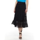 Women's Dana Buchman Tiered Midi Skirt, Size: Medium, Black