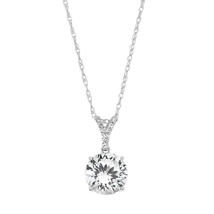 100 Facets Of Love Sterling Silver Lab-created White Sapphire Pendant, Women's, Size: 18