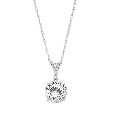 100 Facets Of Love Sterling Silver Lab-created White Sapphire Pendant, Women's, Size: 18
