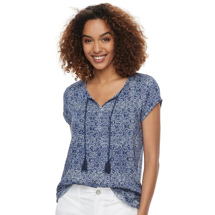 Women's Sonoma Goods For Life&trade; Pintuck Tee, Size: Medium, Dark Blue