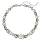 Graduated Simulated Pearl & Faceted Bead Necklace, Women's, White