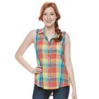 Juniors' So&reg; Pleated Sleeveless Shirt, Girl's, Size: Medium, Lt Orange