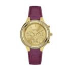 Caravelle New York By Bulova Women's Crystal Leather Chronograph Watch - 44l182, Purple
