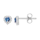 Junior Jewels Kids' Sterling Silver Cubic Zirconia Heart Halo Stud Earrings, Women's, White