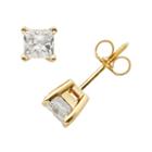14k Gold 1-ct. T.w. Igi Certified Princess-cut Diamond Solitaire Earrings, Women's, White