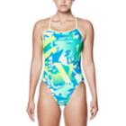 Women's Nike Performance Cutout Graphic One-piece Swimsuit, Size: 34, Green